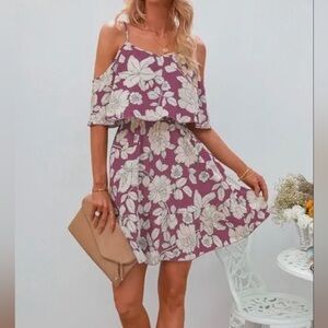 Purple white off shoulder xl dress (0010)